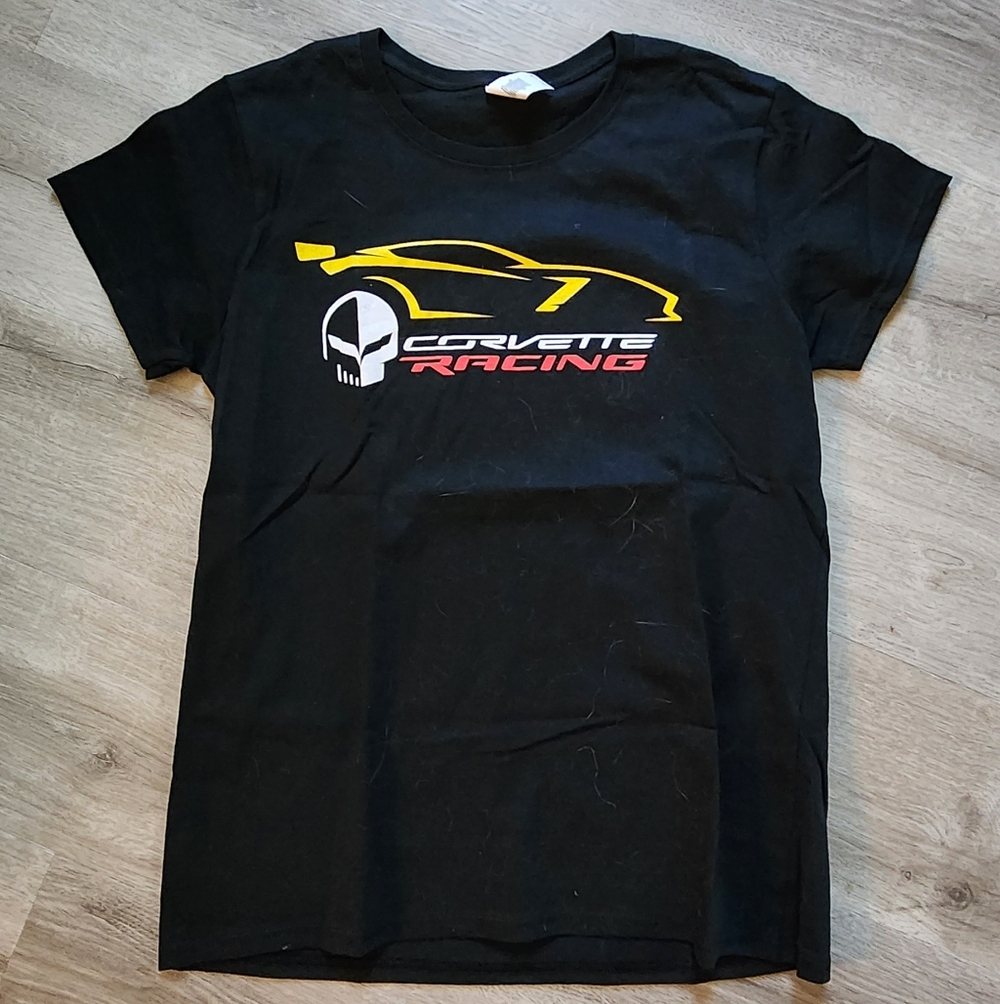 Corvette Racing Jake Skull T-Shirt Womens L Black Short Sleeve Chevy‎